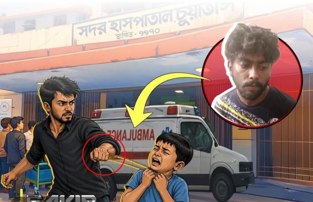 চুয়াডাঙ্গা সদর হাসপাতালে শিশুর গলার স্বর্ণের চেইন ছিনতাইয়ের চেষ্টা, আটক ১